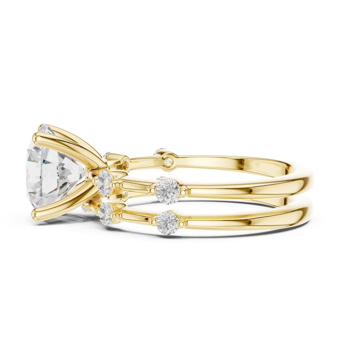 Round Accented Lab Grown Diamond Engagement Ring