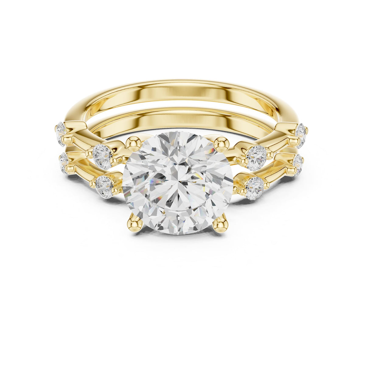 Round Accented Lab Grown Diamond Engagement Ring