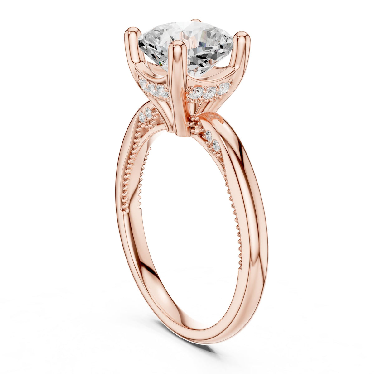 Round Accented Lab Grown Diamond Engagement Ring
