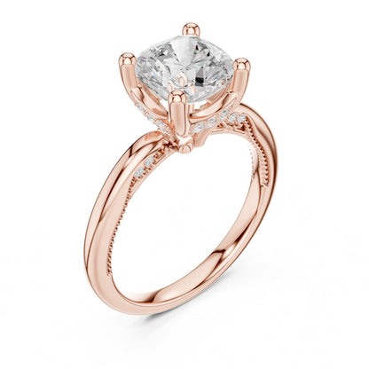 Round Accented Lab Grown Diamond Engagement Ring