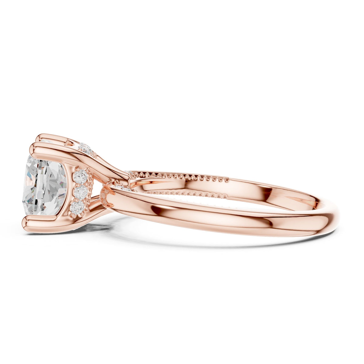 Round Accented Lab Grown Diamond Engagement Ring