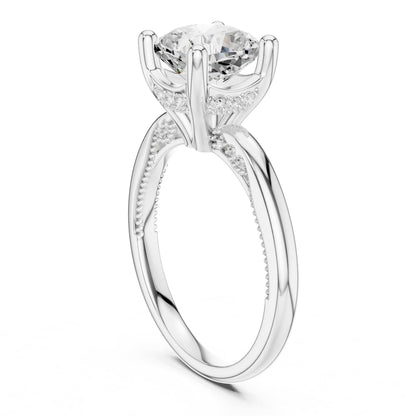 Round Accented Lab Grown Diamond Engagement Ring