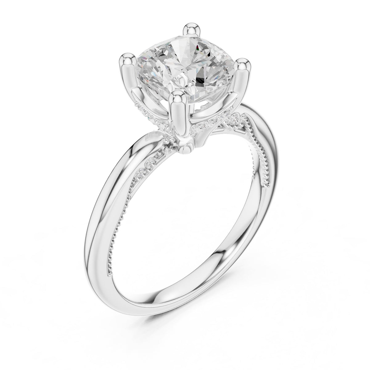 Round Accented Lab Grown Diamond Engagement Ring