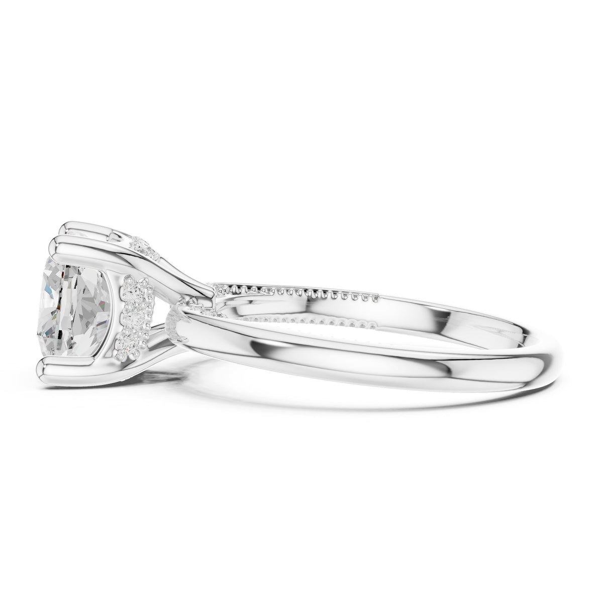 Round Accented Lab Grown Diamond Engagement Ring