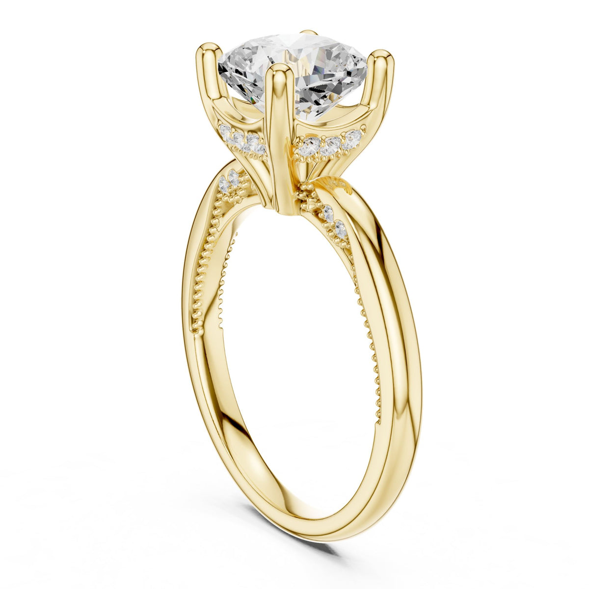 Round Accented Lab Grown Diamond Engagement Ring