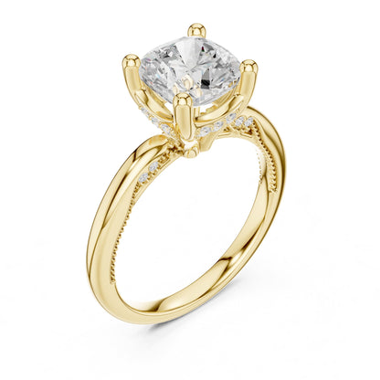Round Accented Lab Grown Diamond Engagement Ring