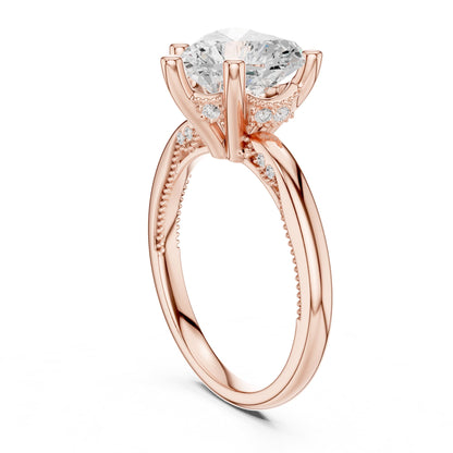 Round Accented Lab Grown Diamond Engagement Ring