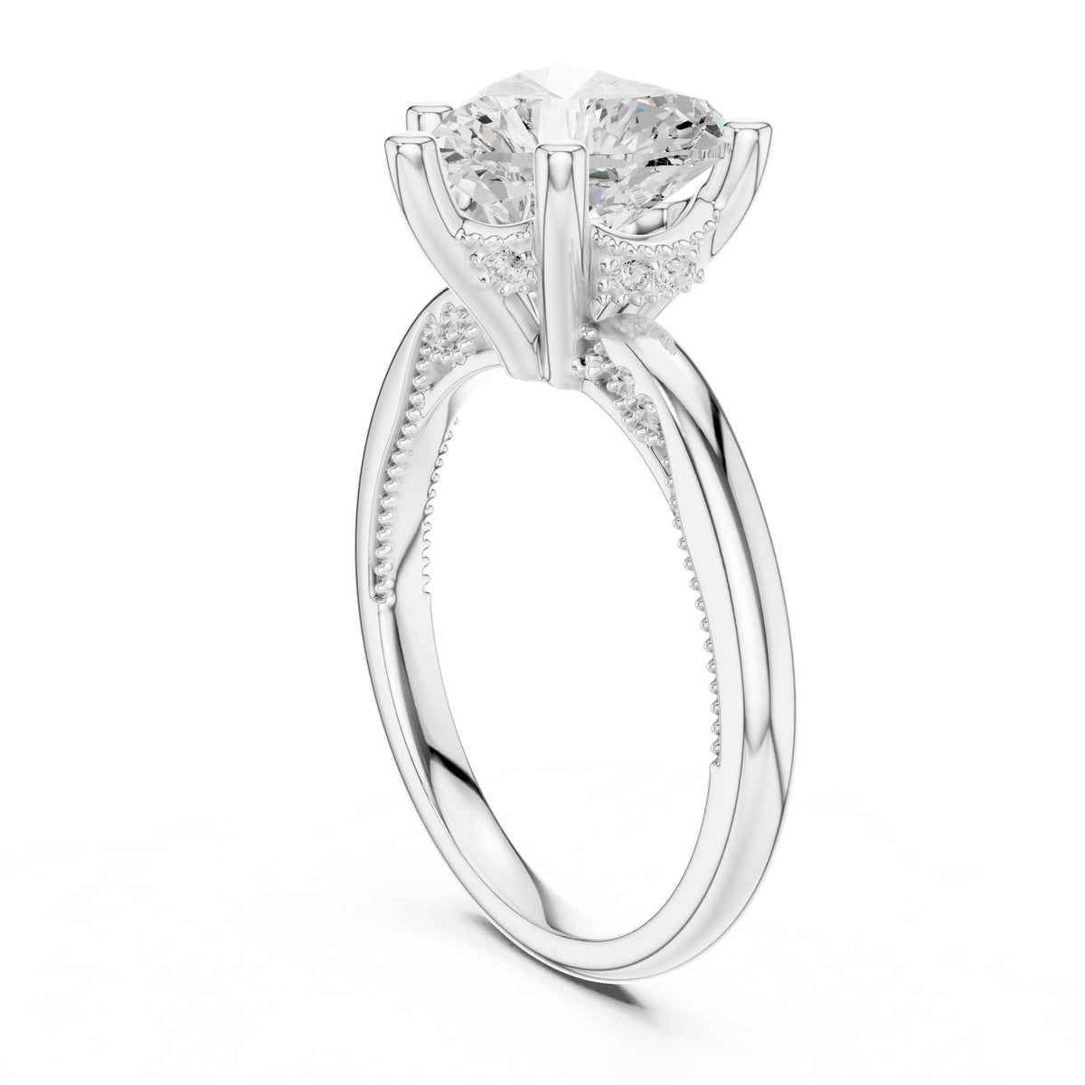 Round Accented Lab Grown Diamond Engagement Ring