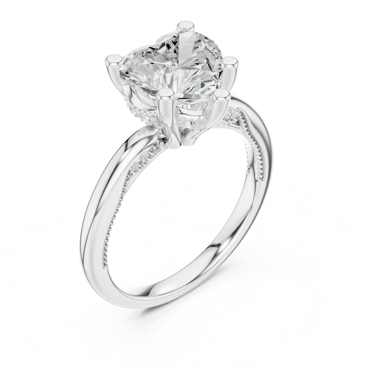 Round Accented Lab Grown Diamond Engagement Ring