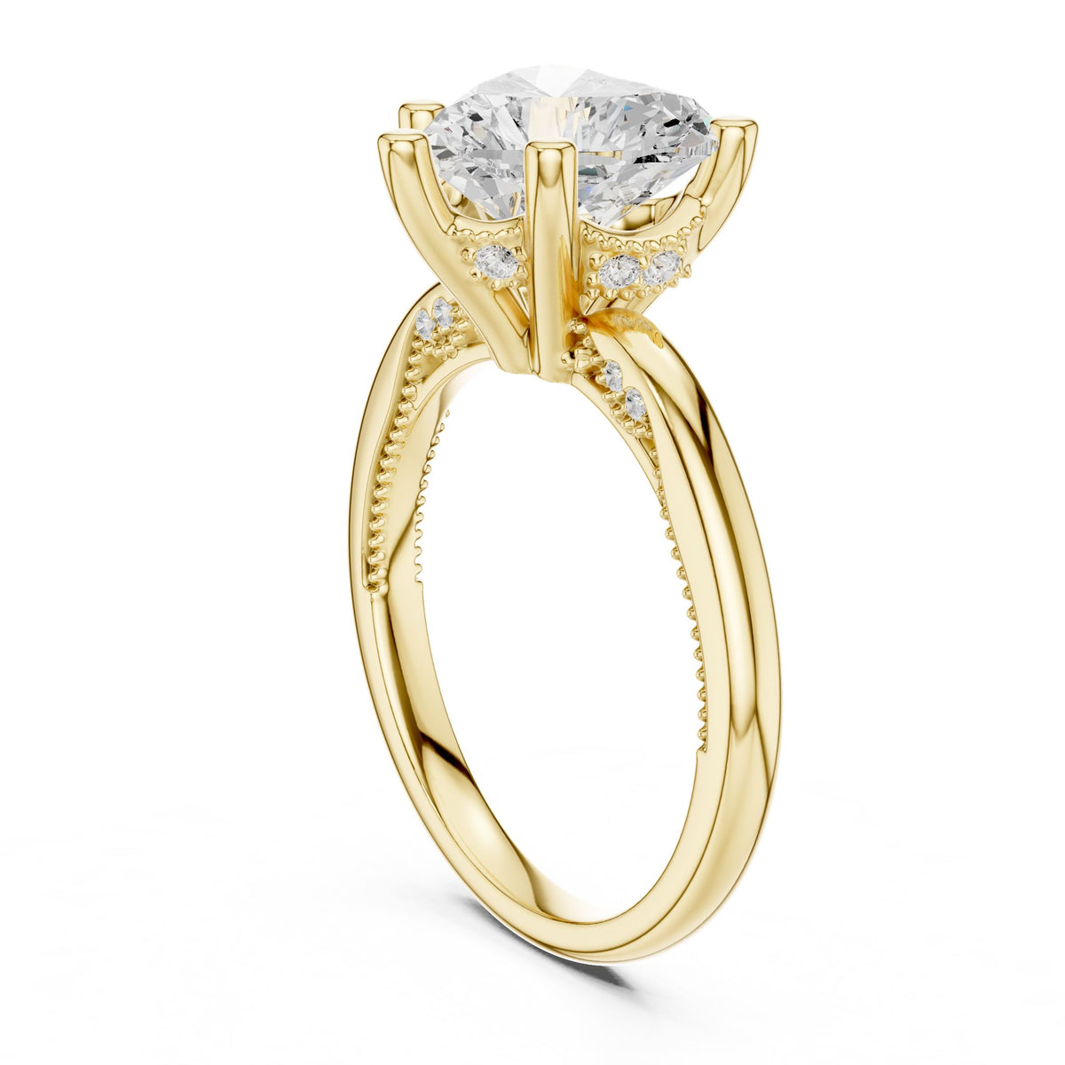 Round Accented Lab Grown Diamond Engagement Ring