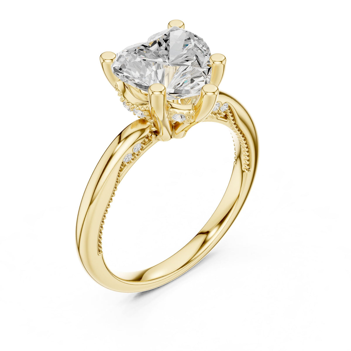 Round Accented Lab Grown Diamond Engagement Ring