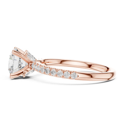 Round Accented Lab Grown Diamond Engagement Ring