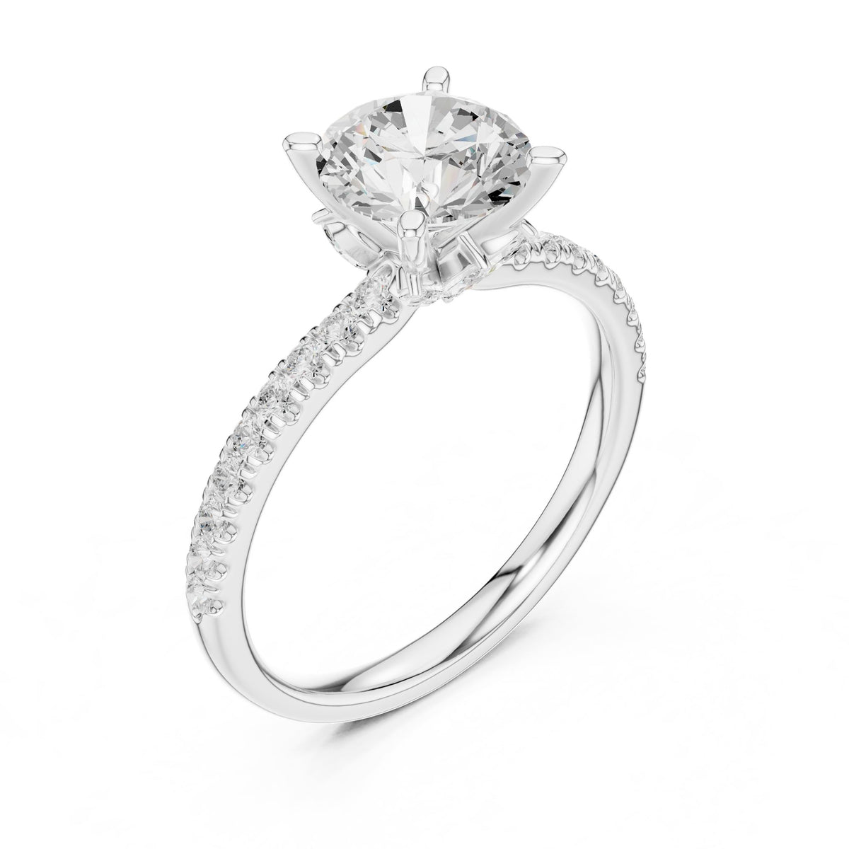 Round Accented Lab Grown Diamond Engagement Ring
