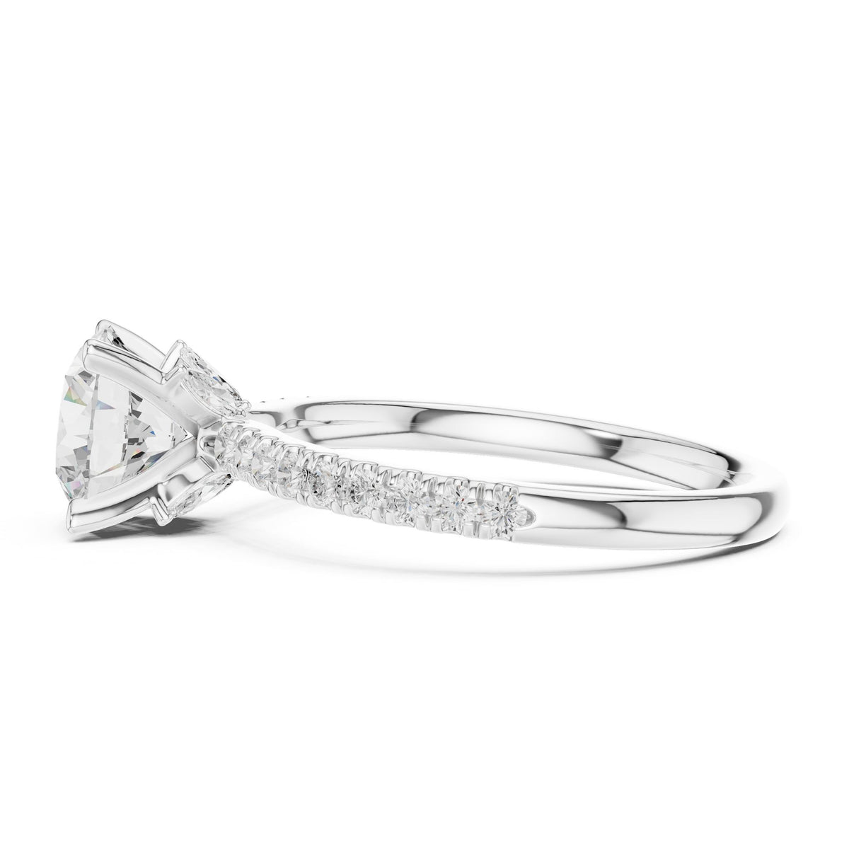 Round Accented Lab Grown Diamond Engagement Ring