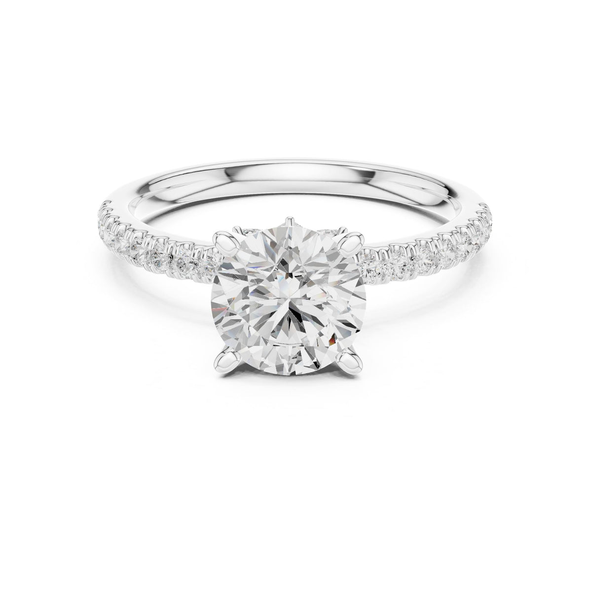 Round Accented Lab Grown Diamond Engagement Ring