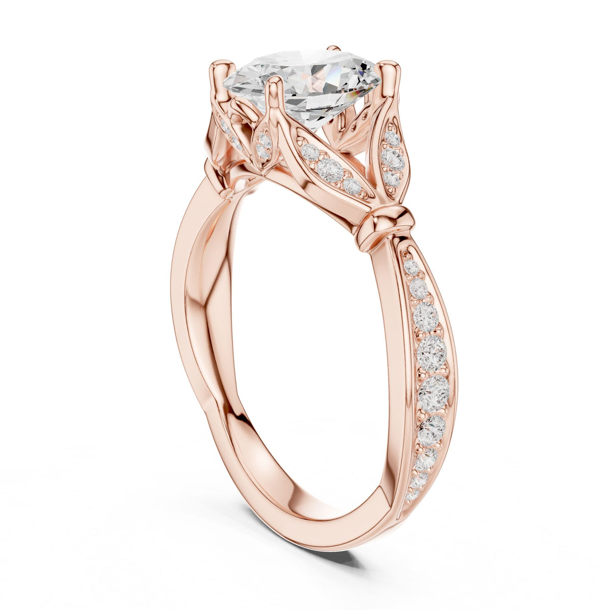 Round Accented Lab Grown Diamond Engagement Ring