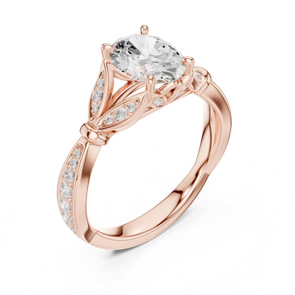 Round Accented Lab Grown Diamond Engagement Ring