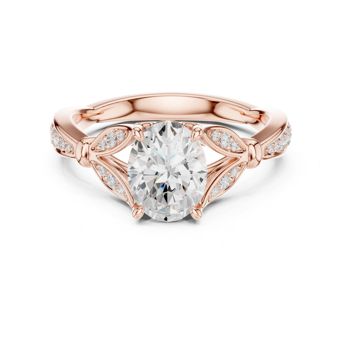 Round Accented Lab Grown Diamond Engagement Ring