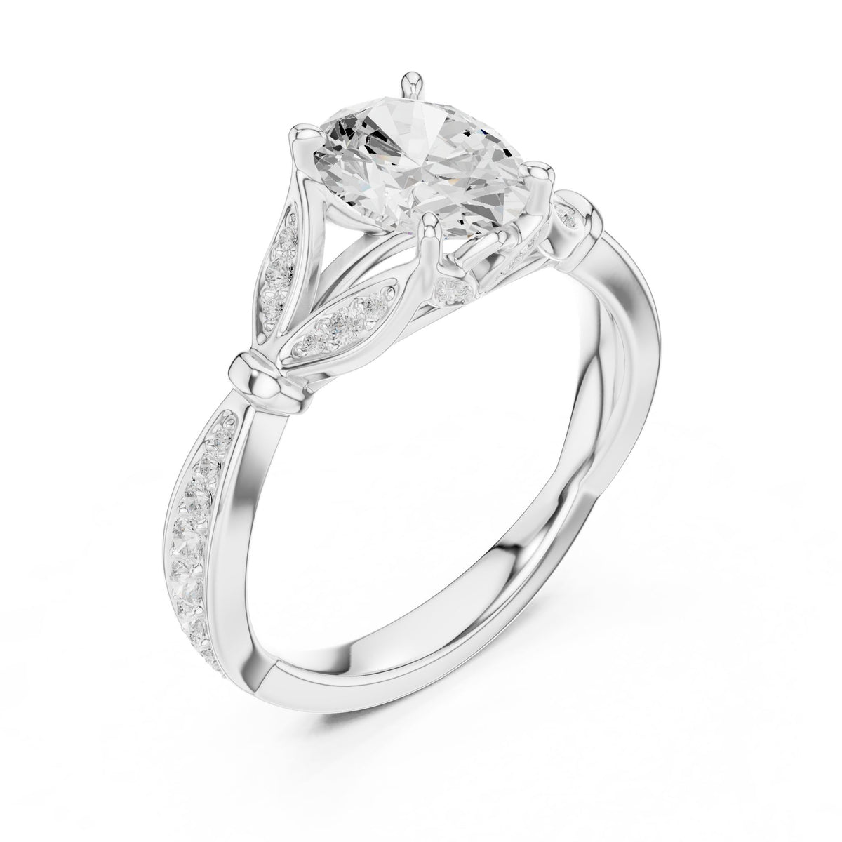 Round Accented Lab Grown Diamond Engagement Ring