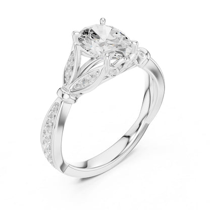 Round Accented Lab Grown Diamond Engagement Ring