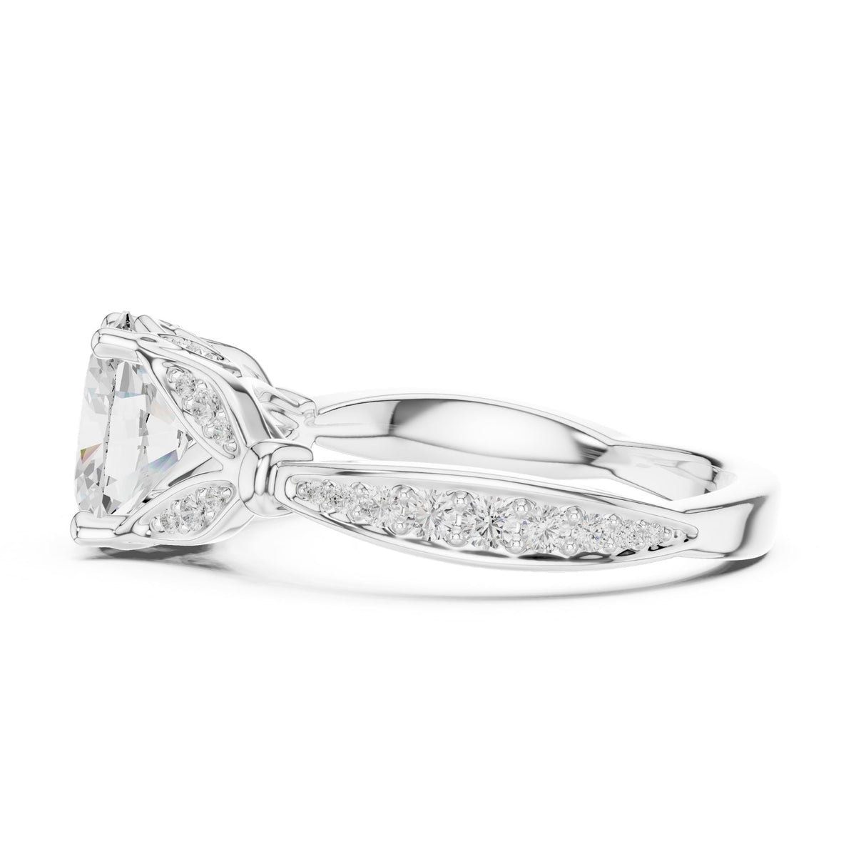 Round Accented Lab Grown Diamond Engagement Ring