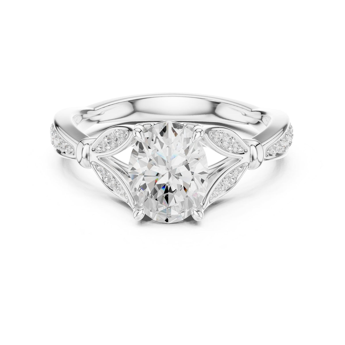 Round Accented Lab Grown Diamond Engagement Ring