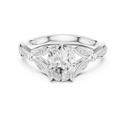 Round Accented Lab Grown Diamond Engagement Ring