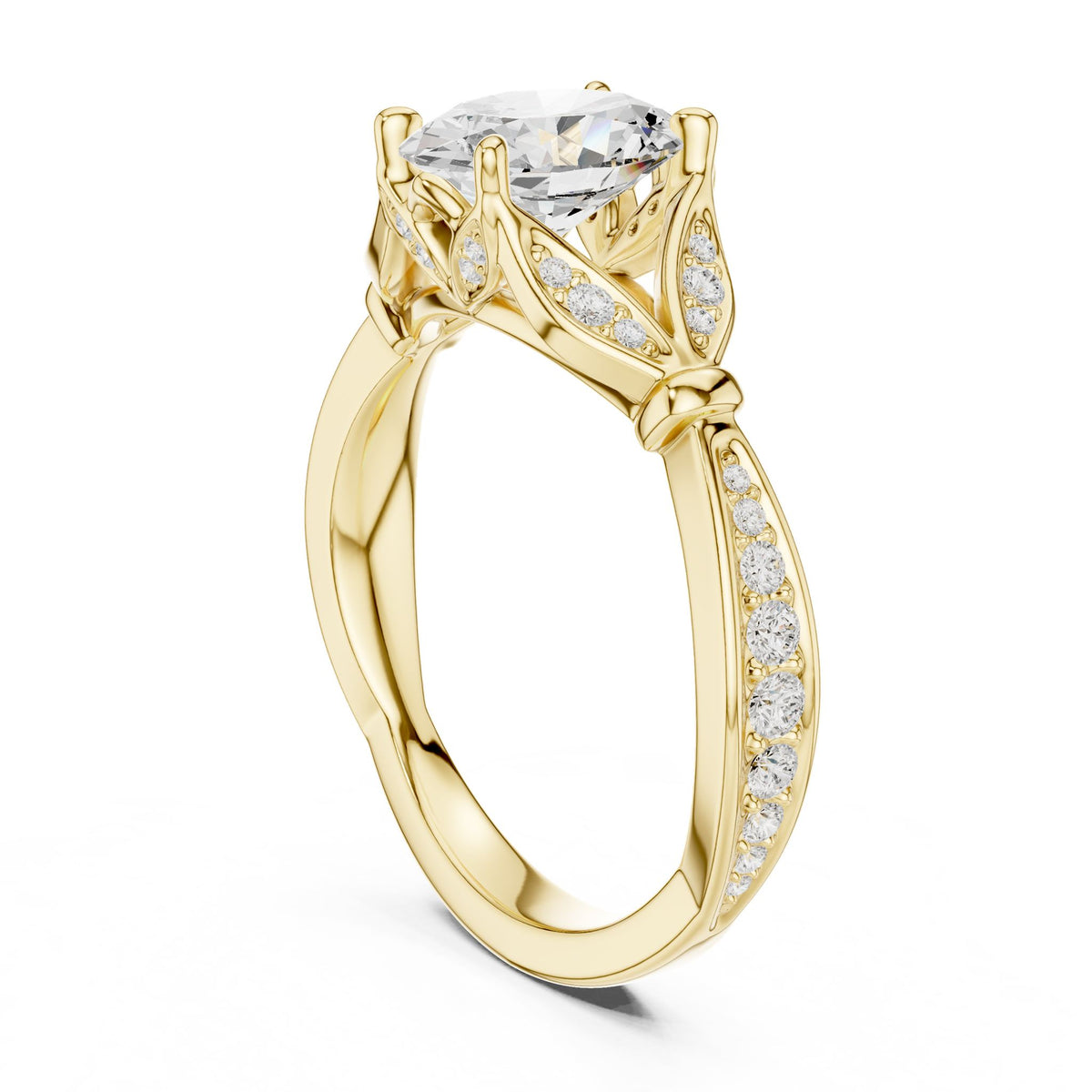 Round Accented Lab Grown Diamond Engagement Ring