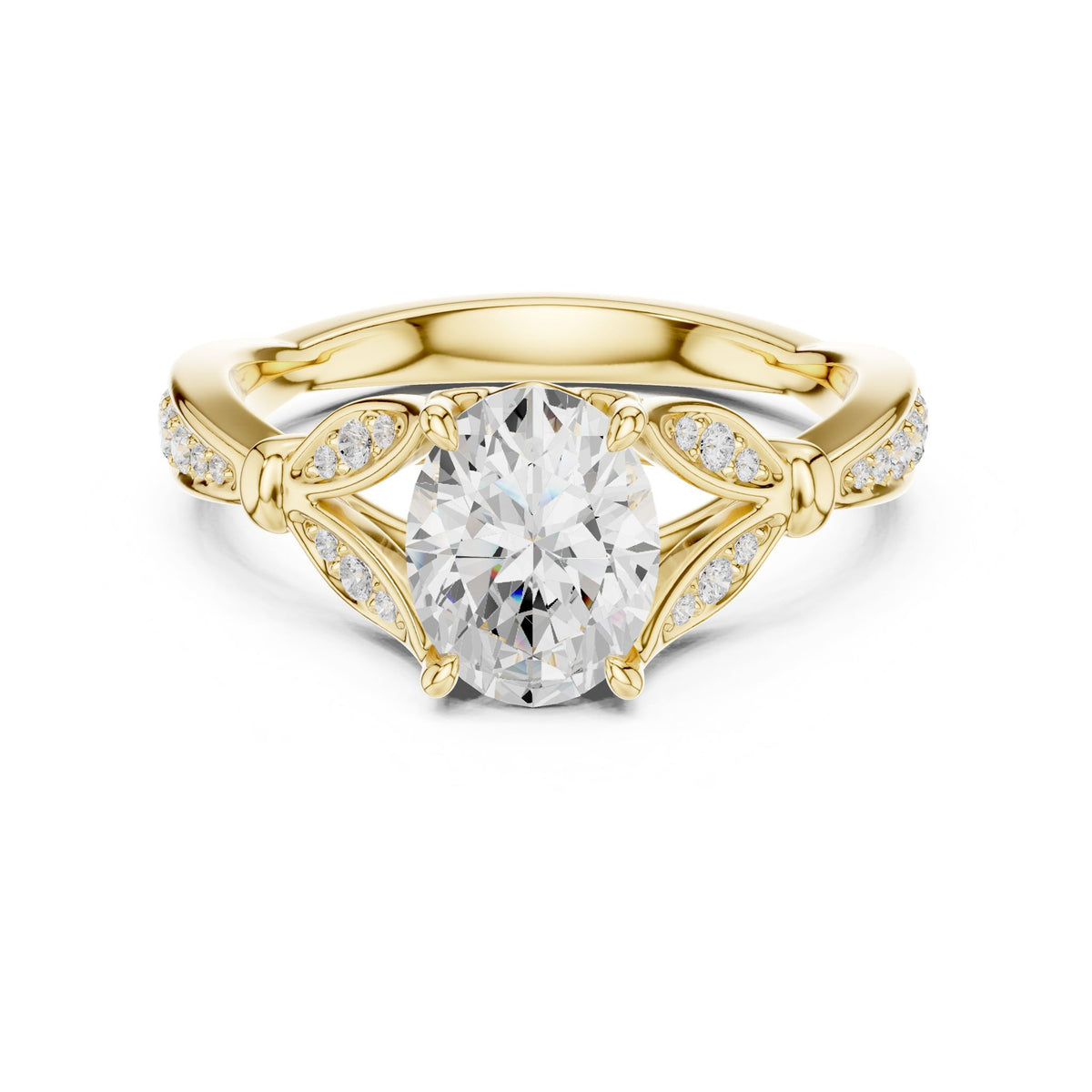 Round Accented Lab Grown Diamond Engagement Ring