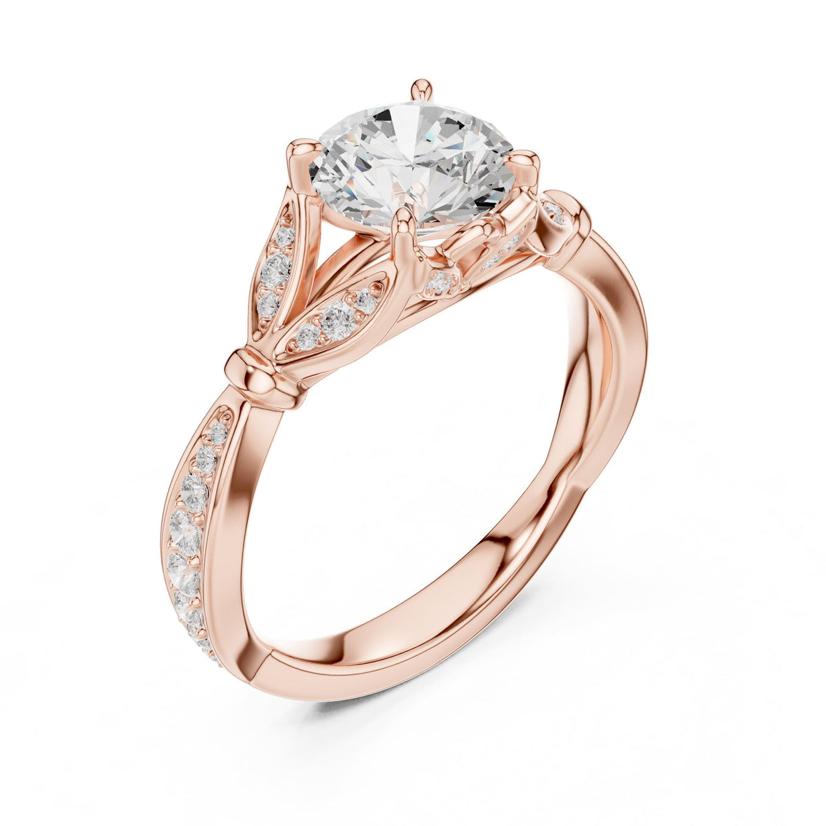 Round Accented Lab Grown Diamond Engagement Ring