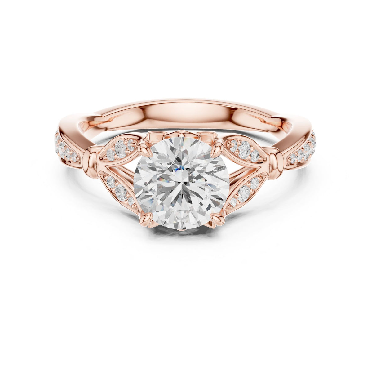 Round Accented Lab Grown Diamond Engagement Ring