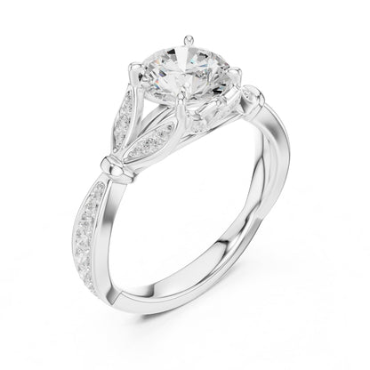 Round Accented Lab Grown Diamond Engagement Ring