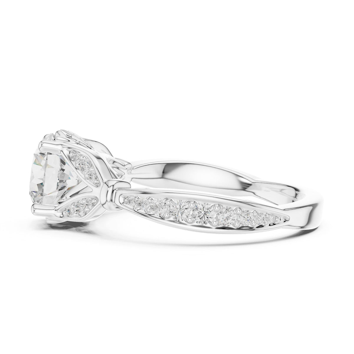 Round Accented Lab Grown Diamond Engagement Ring