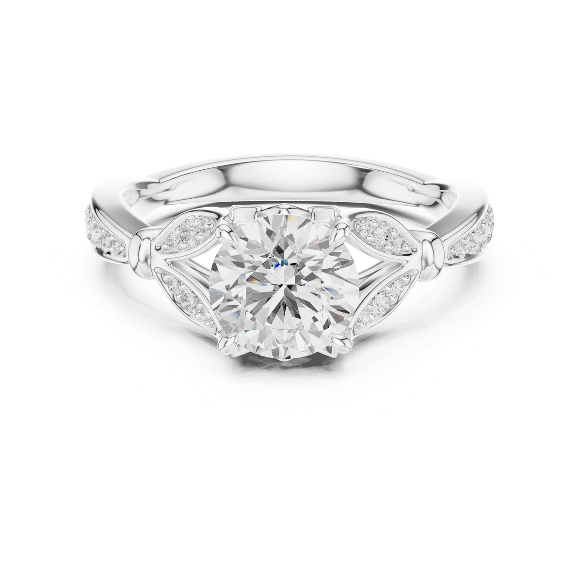 Round Accented Lab Grown Diamond Engagement Ring