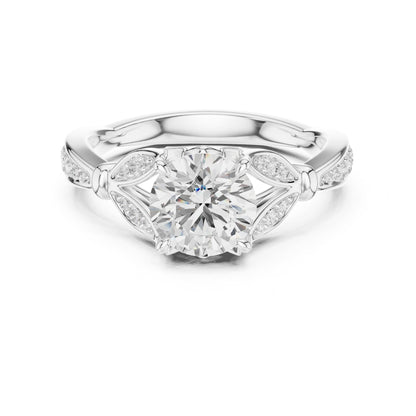Round Accented Lab Grown Diamond Engagement Ring