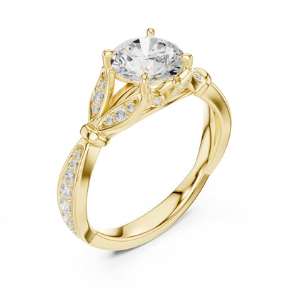 Round Accented Lab Grown Diamond Engagement Ring