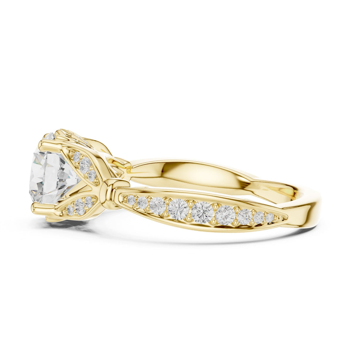 Round Accented Lab Grown Diamond Engagement Ring