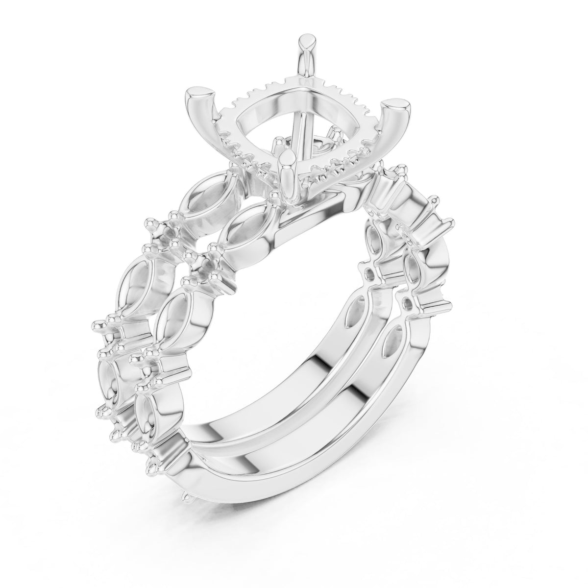 Round Accented Lab Grown Diamond Engagement Ring