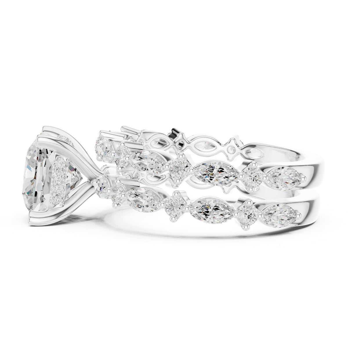 Round Accented Lab Grown Diamond Engagement Ring