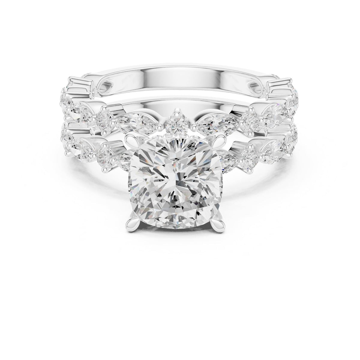 Round Accented Lab Grown Diamond Engagement Ring