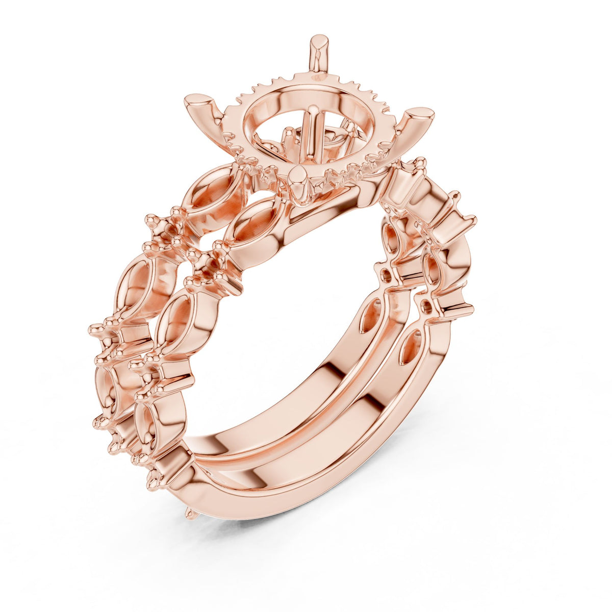 Round Accented Lab Grown Diamond Engagement Ring
