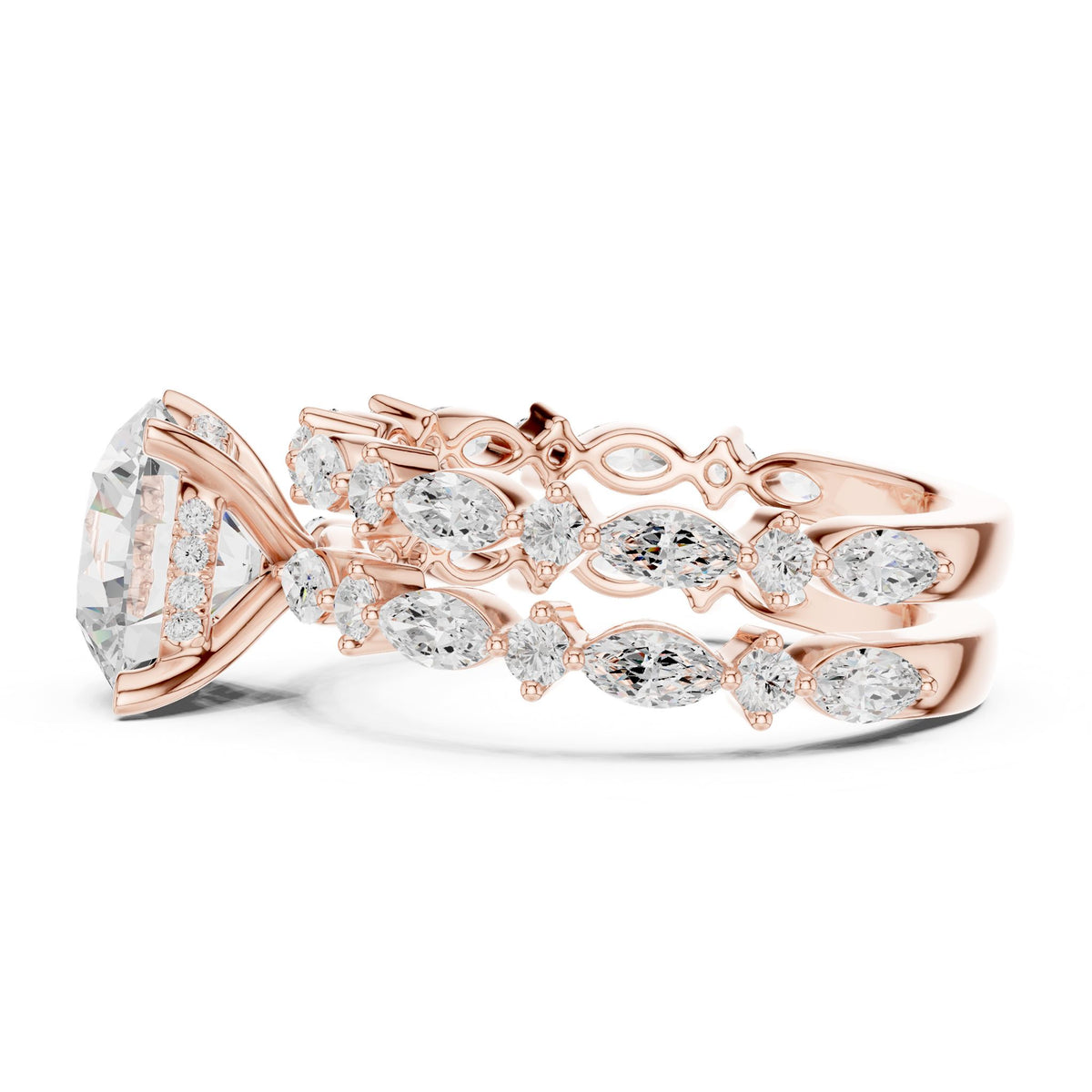 Round Accented Lab Grown Diamond Engagement Ring