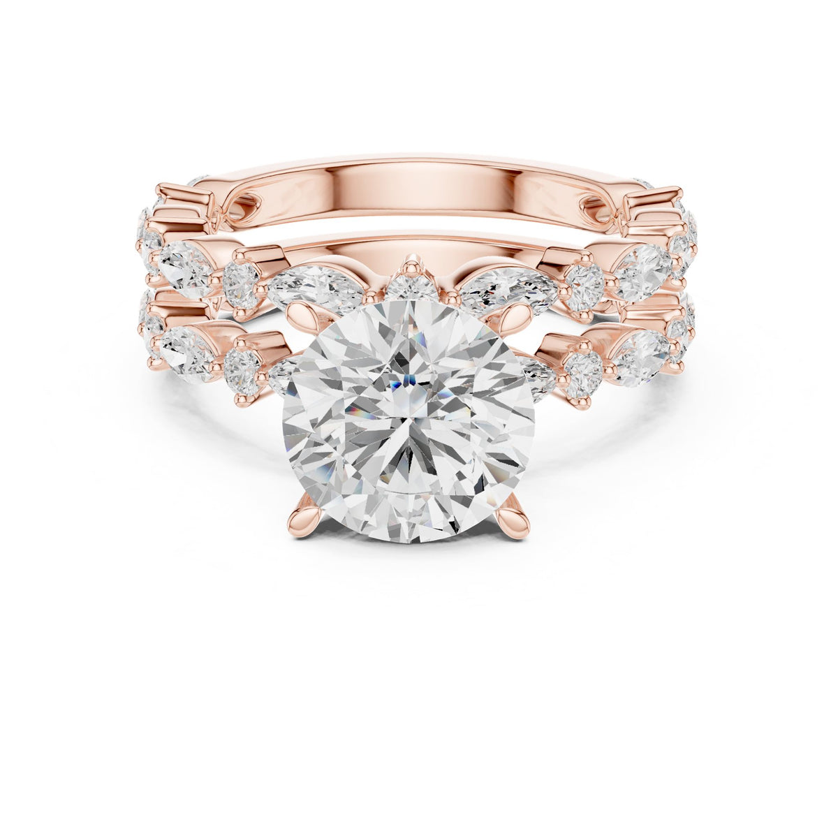 Round Accented Lab Grown Diamond Engagement Ring