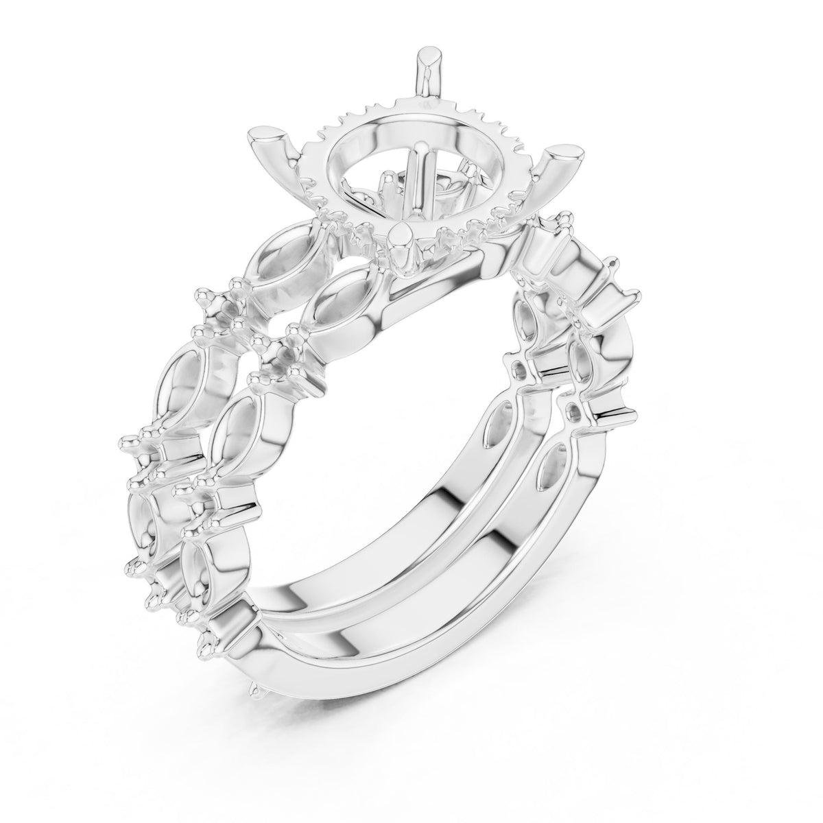 Round Accented Lab Grown Diamond Engagement Ring