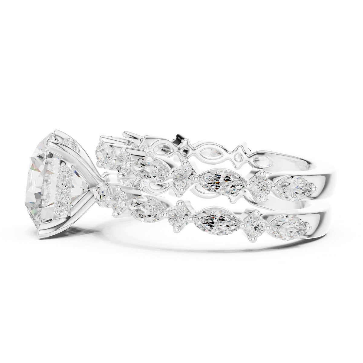 Round Accented Lab Grown Diamond Engagement Ring