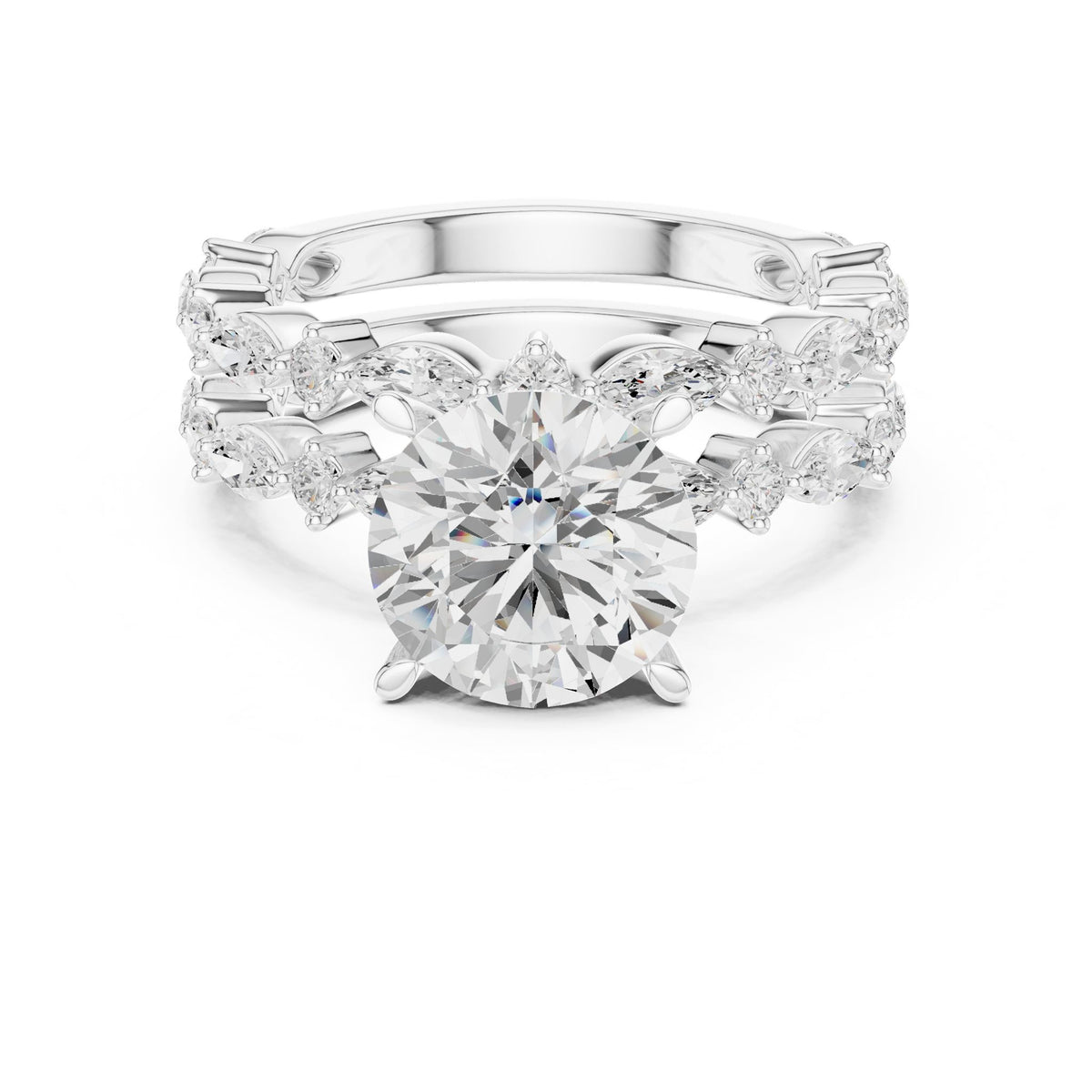 Round Accented Lab Grown Diamond Engagement Ring