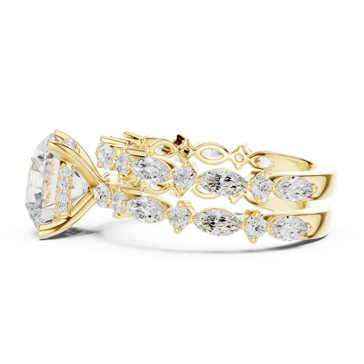 Round Accented Lab Grown Diamond Engagement Ring