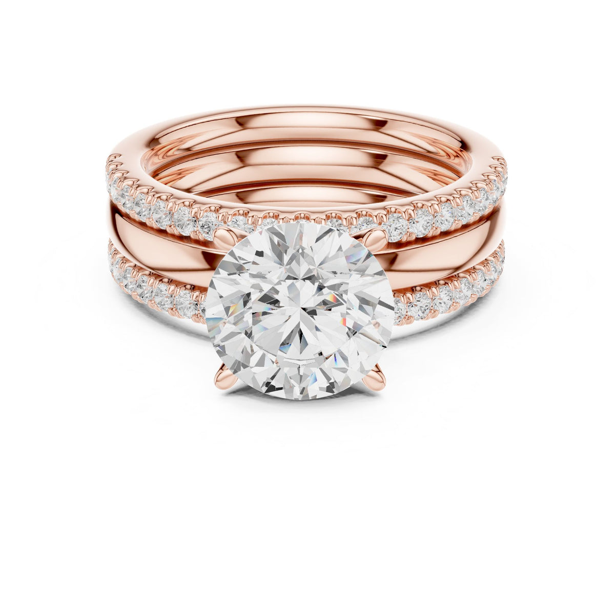 Round Accented Lab Grown Diamond Engagement Ring