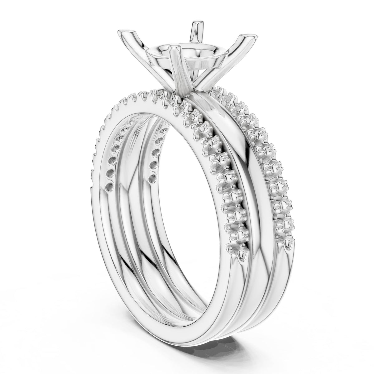 Round Accented Lab Grown Diamond Engagement Ring