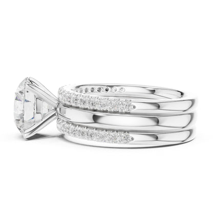Round Accented Lab Grown Diamond Engagement Ring